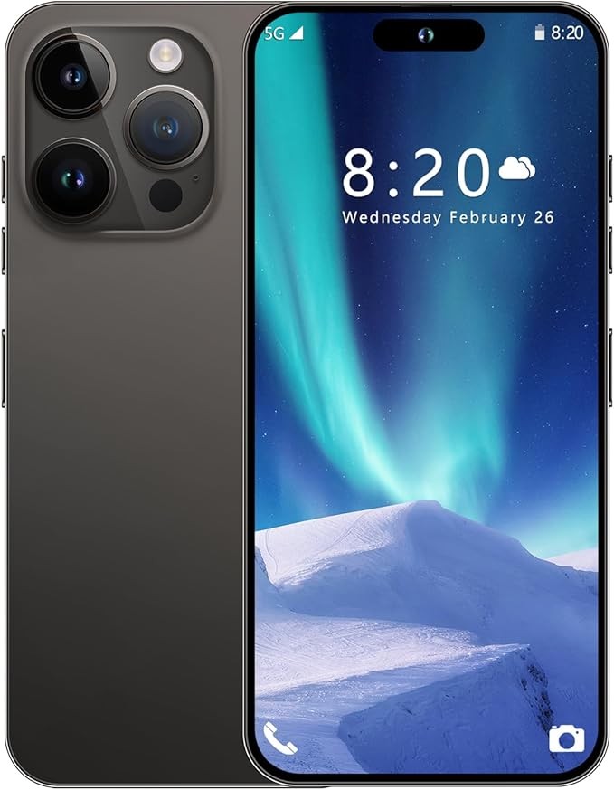 I14 Pro Max Unlocked Cell Phone,Long Battery Life 6.82" HD Screen Unlocked Phones,Android13 6+256GB Smartphone with 128G Memory Card,Dual SIM/Fingerprint Lock/Face ID/GPS (Black)